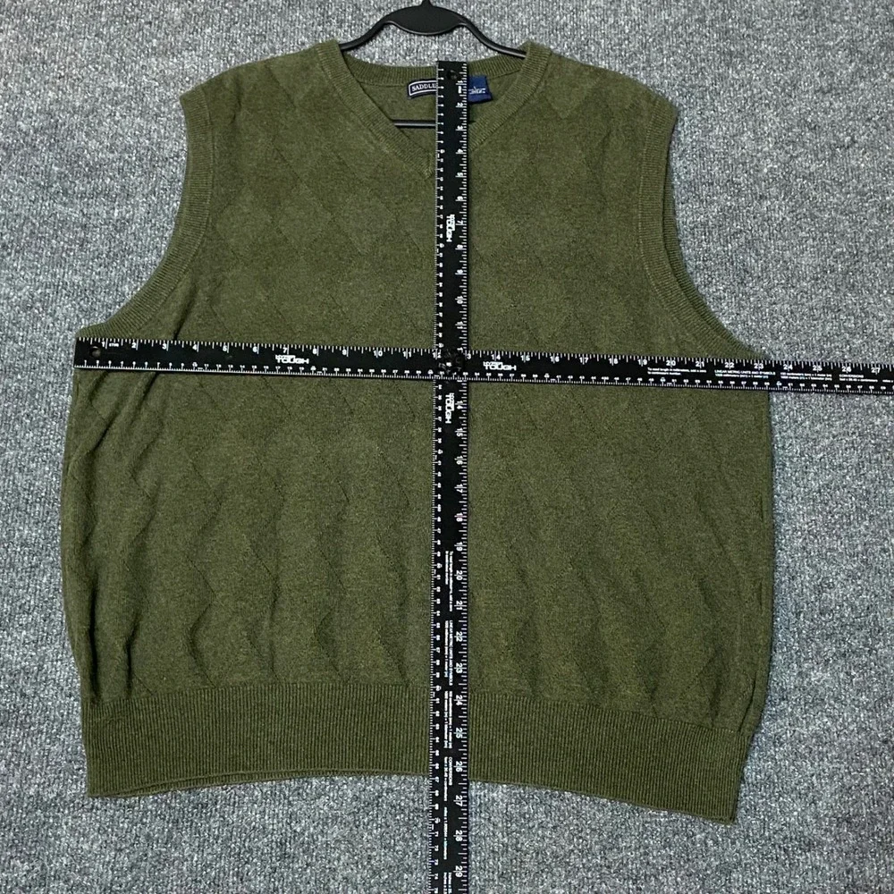 SADDLEBRED Men's Olive Green Argyle 100% Cotton V-Neck Sweater‎ Vest - Size L
